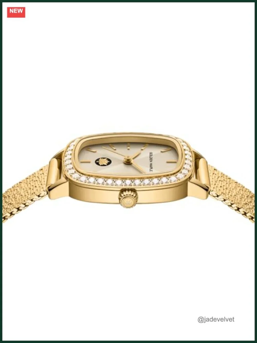 Ladies Elegant Stainless Steel Watch with Crystal Bezel Water Resistant
